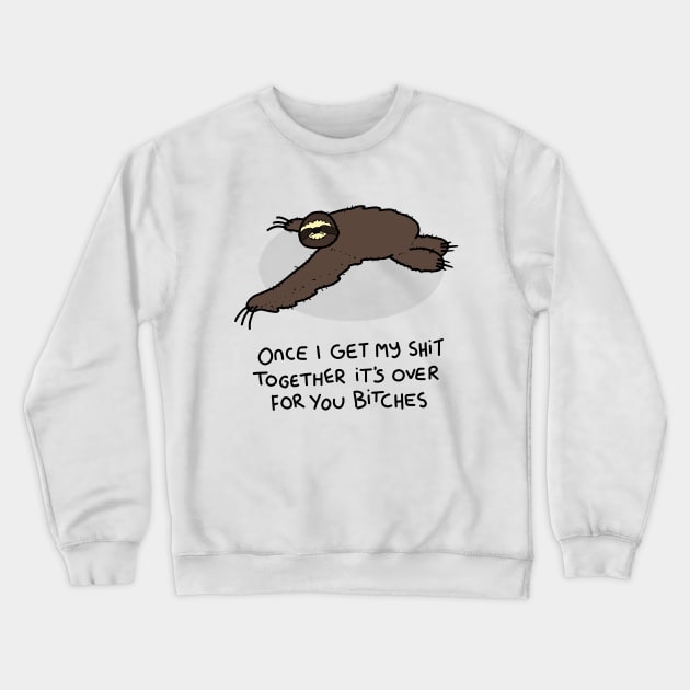 Grumpy Sloth Crewneck Sweatshirt by grumpyanimals